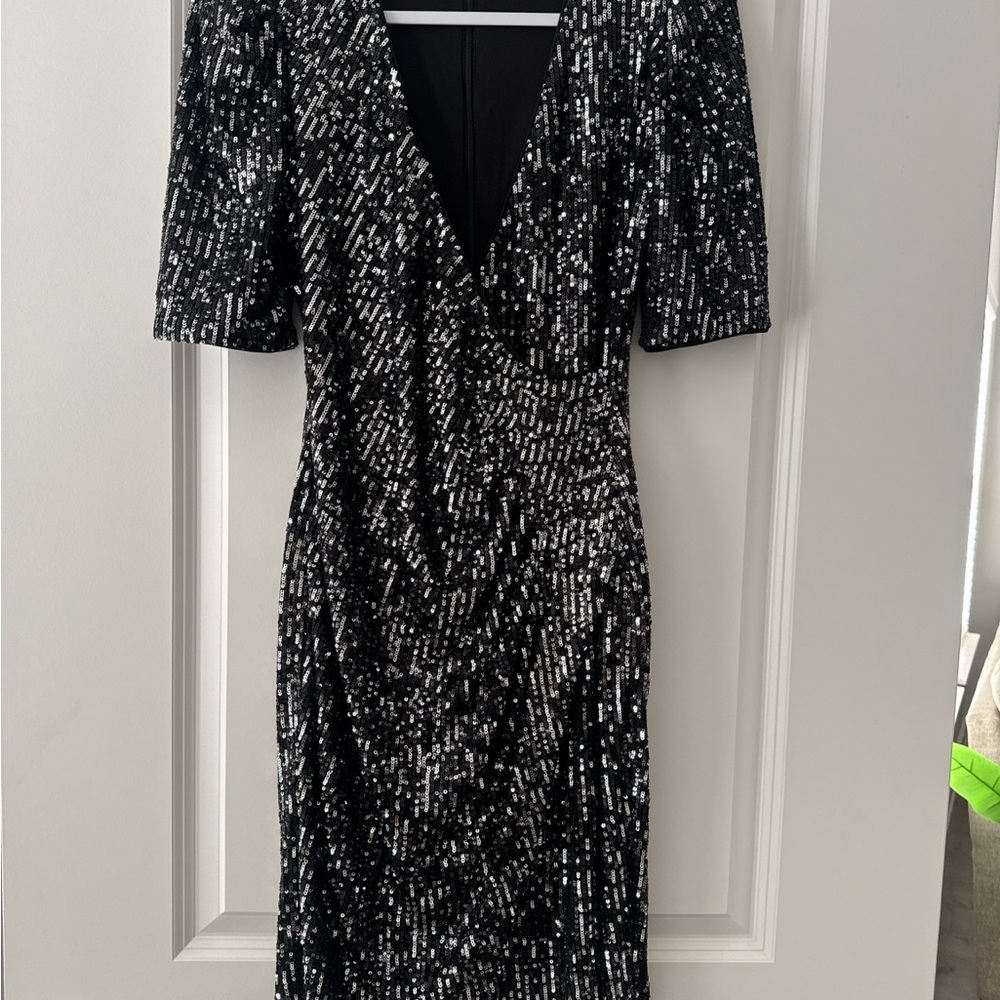Calvin Klein Black and Silver Sequin Dress
